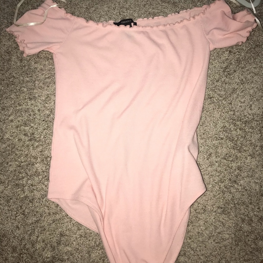 pink strapless body suit